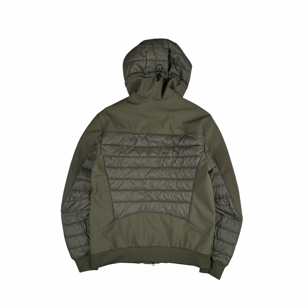 CP Company Khaki Green Soft Shell Lens Hooded Zipped Jacket - Medium