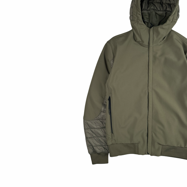 CP Company Khaki Green Soft Shell Lens Hooded Zipped Jacket - Medium