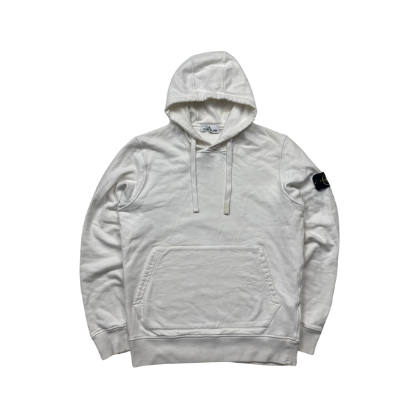 Stone Island 2020 White Cotton Pullover Hoodie - Medium