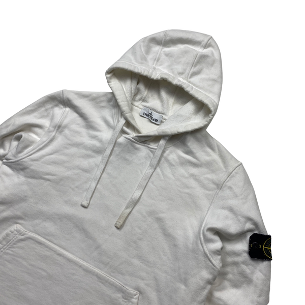 Stone Island 2020 White Cotton Pullover Hoodie - Medium