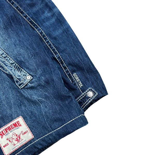 Supreme X True Religion Blue Contrast Stitch Denim Hooded Gore-Tex Jacket - XL