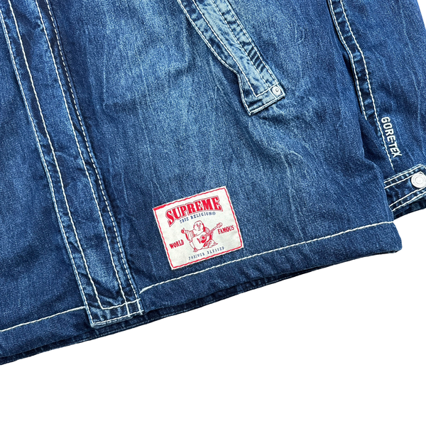 Supreme X True Religion Blue Contrast Stitch Denim Hooded Gore-Tex Jacket - XL