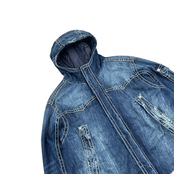 Supreme X True Religion Blue Contrast Stitch Denim Hooded Gore-Tex Jacket - XL