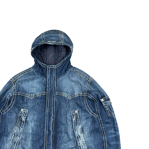Supreme X True Religion Blue Contrast Stitch Denim Hooded Gore-Tex Jacket - XL