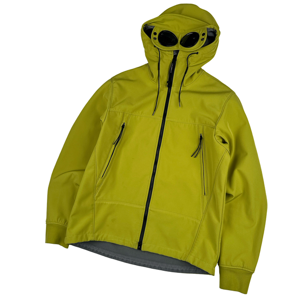 CP Company Yellow Soft Shell R Goggle Hooded Zipped Jacket - XL