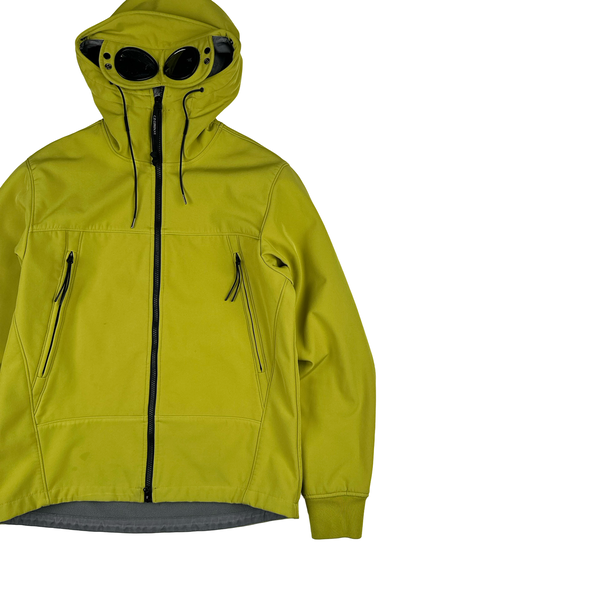 CP Company Yellow Soft Shell R Goggle Hooded Zipped Jacket - XL
