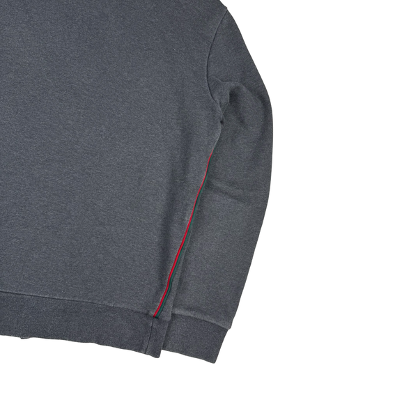 Gucci Piped Grey Cotton Full Zip Hoodie - Small