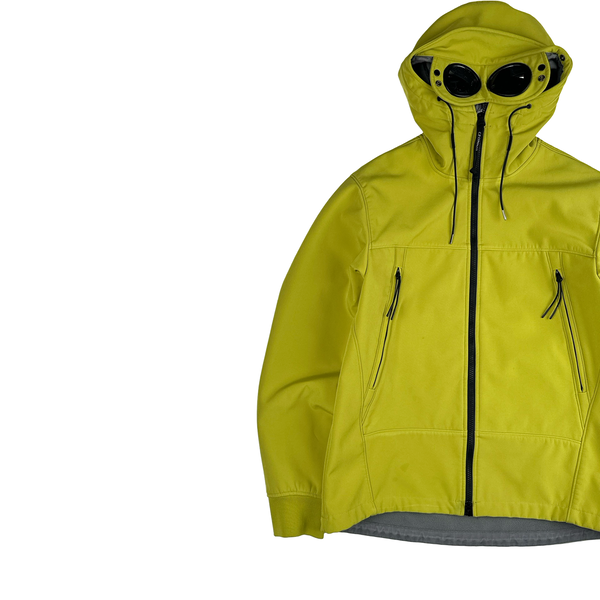 CP Company Yellow Soft Shell R Goggle Hooded Zipped Jacket - XL