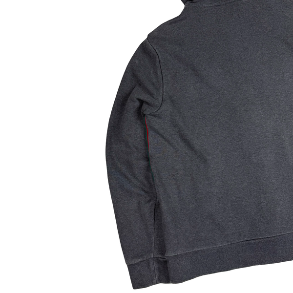 Gucci Piped Grey Cotton Full Zip Hoodie - Small
