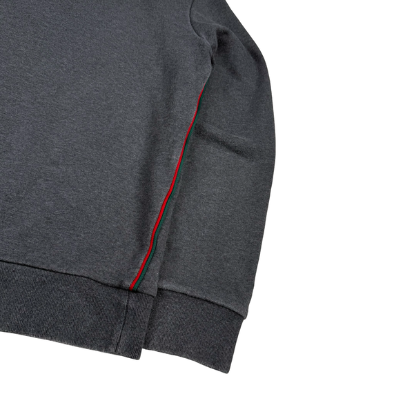 Gucci Piped Grey Cotton Full Zip Hoodie - Small
