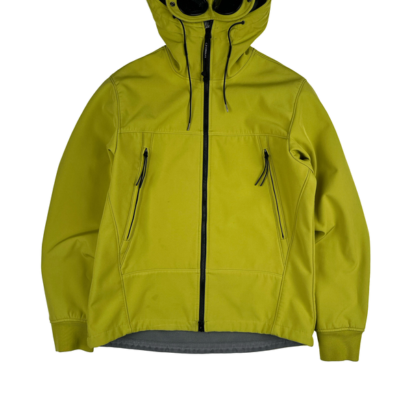 CP Company Yellow Soft Shell R Goggle Hooded Zipped Jacket - XL