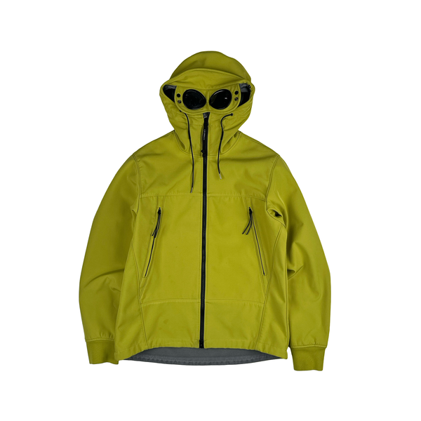 CP Company Yellow Soft Shell R Goggle Hooded Zipped Jacket - XL