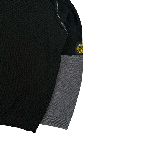 Stone Island 2004 Black and Grey Knit Compass Jumper - Large