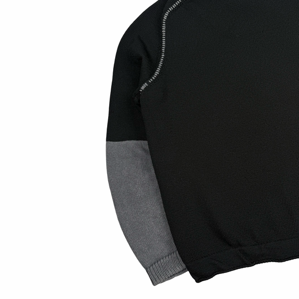 Stone Island 2004 Black and Grey Knit Compass Jumper - Large