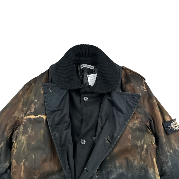 Stone Island 2008 Hand Painted Raso Gommato Lined Parka Jacket - Large
