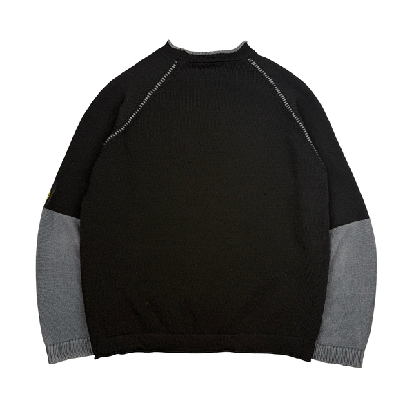 Stone Island 2004 Black and Grey Knit Compass Jumper - Large