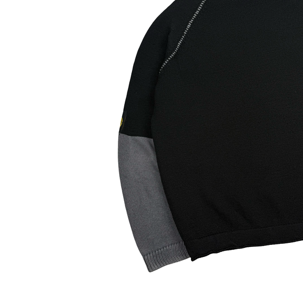 Stone Island 2004 Black and Grey Knit Compass Jumper - Large