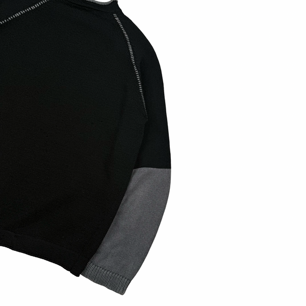 Stone Island 2004 Black and Grey Knit Compass Jumper - Large