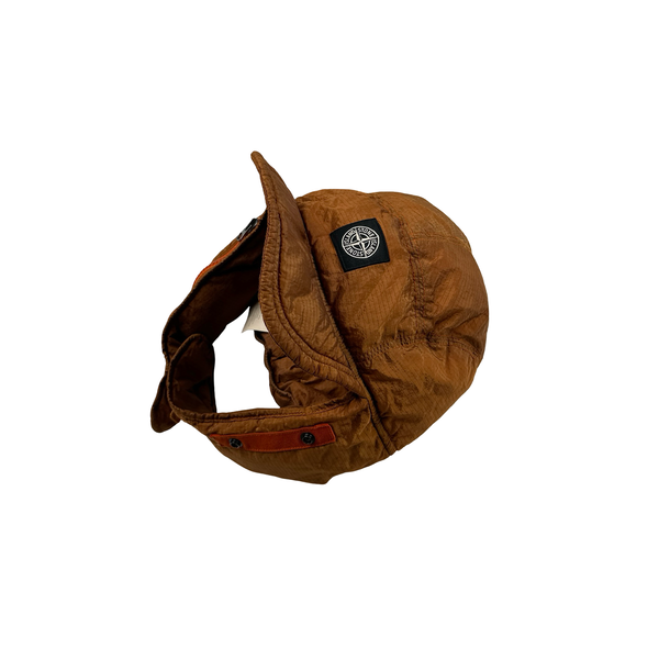 Stone Island 2019 Orange Econyl Nylon Metal Rip-Stop Down Filled Cap - Large