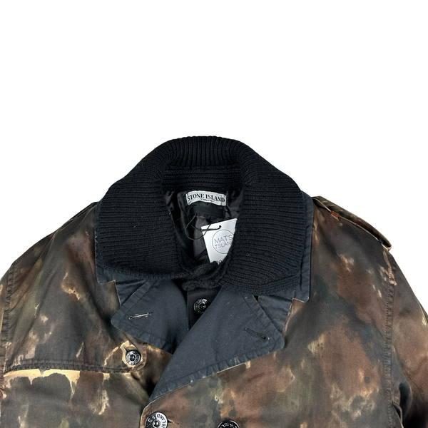 Stone Island 2008 Hand Painted Raso Gommato Lined Parka Jacket - Large