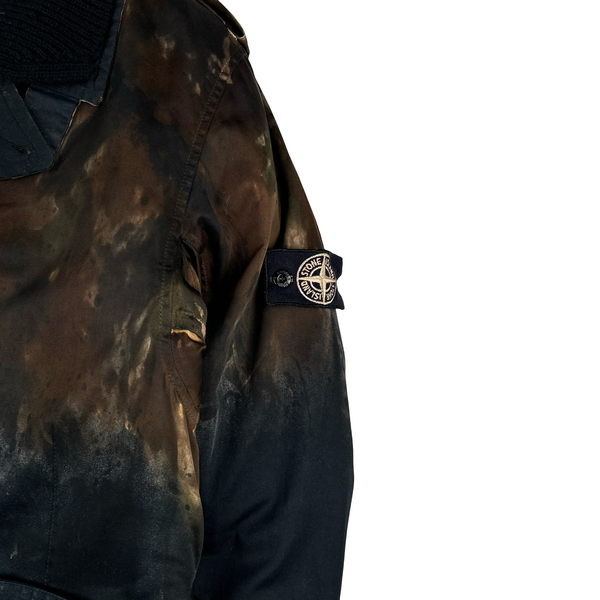 Stone Island 2008 Hand Painted Raso Gommato Lined Parka Jacket - Large