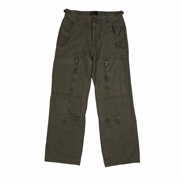 Stussy Khaki Brown Garment Dyed Cargo Trousers - 30"