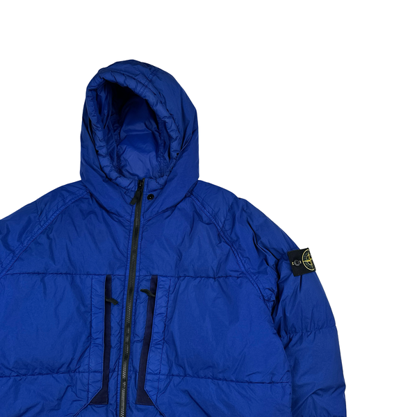 Stone Island 2023 Royal Blue Crinkle R-NY Down Puffer Jacket - XL