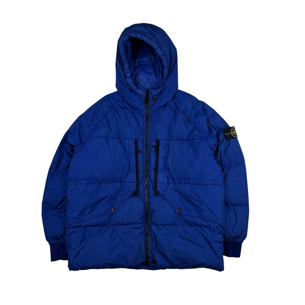 Stone Island 2023 Royal Blue Crinkle R-NY Down Puffer Jacket - XL