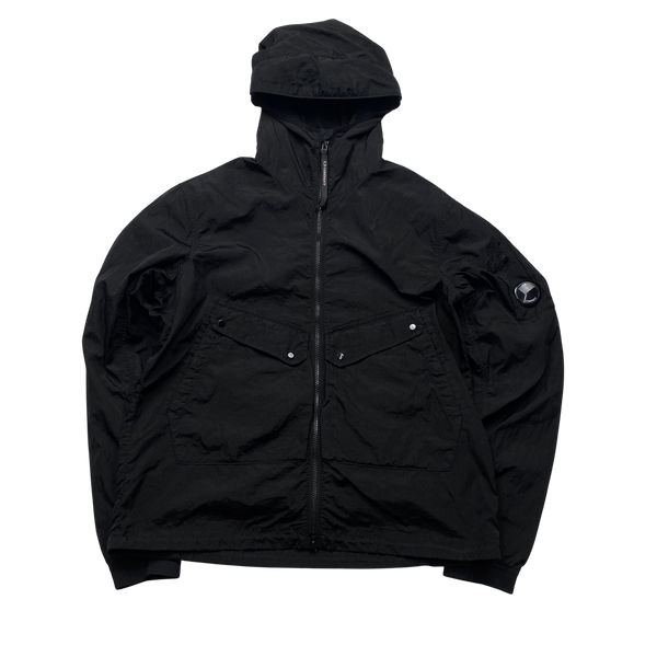 CP Company MTTN Black Nylon Lens Viewer Hooded Jacket - Medium