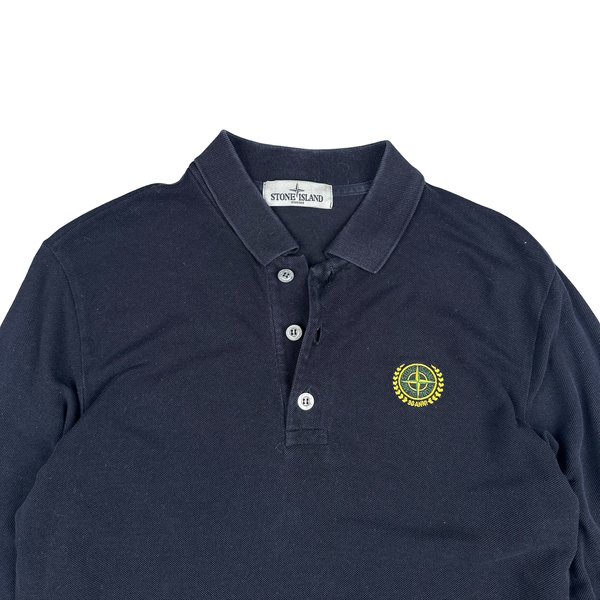 Stone Island 2012 Navy Cotton 30th Anniversary Long Sleeve Polo Shirt - Large