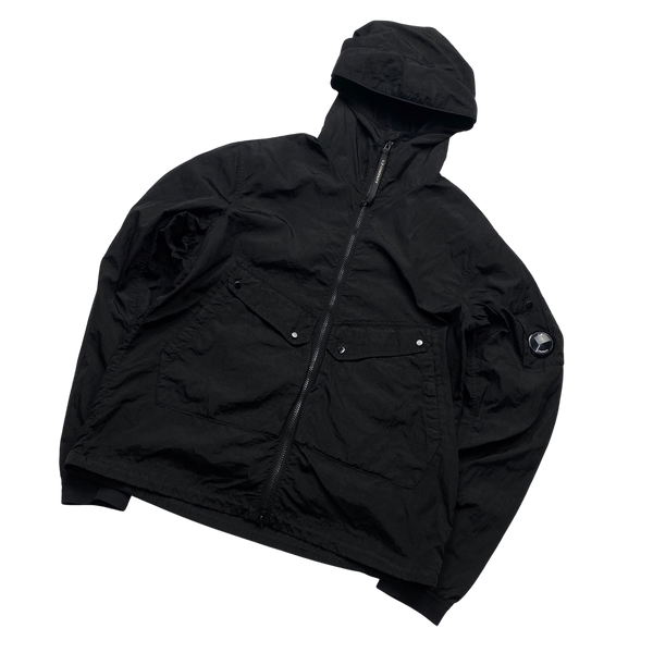 CP Company MTTN Black Nylon Lens Viewer Hooded Jacket - Medium