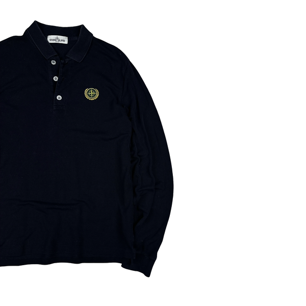 Stone Island 2012 Navy Cotton 30th Anniversary Long Sleeve Polo Shirt - Large