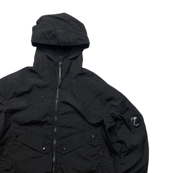 CP Company MTTN Black Nylon Lens Viewer Hooded Jacket - Medium