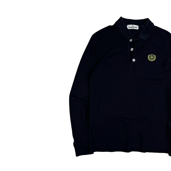 Stone Island 2012 Navy Cotton 30th Anniversary Long Sleeve Polo Shirt - Large