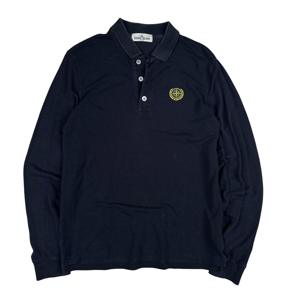 Stone Island 2012 Navy Cotton 30th Anniversary Long Sleeve Polo Shirt - Large