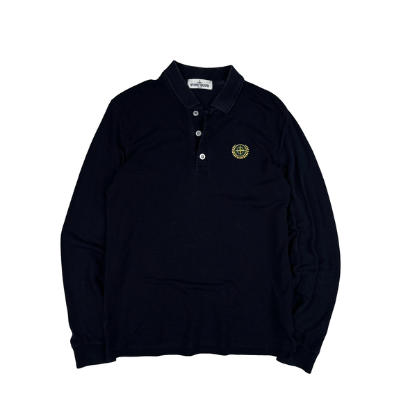 Stone Island 2012 Navy Cotton 30th Anniversary Long Sleeve Polo Shirt - Large