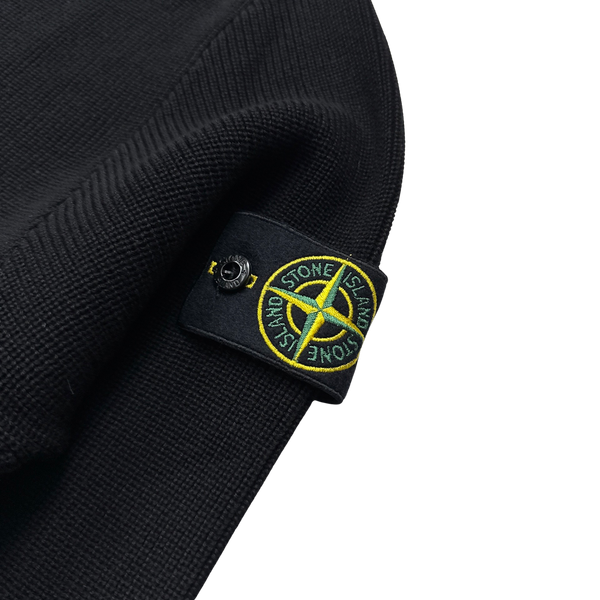 Stone Island 2023 Black Ribbed Cotton Knit Jumper - 3XL