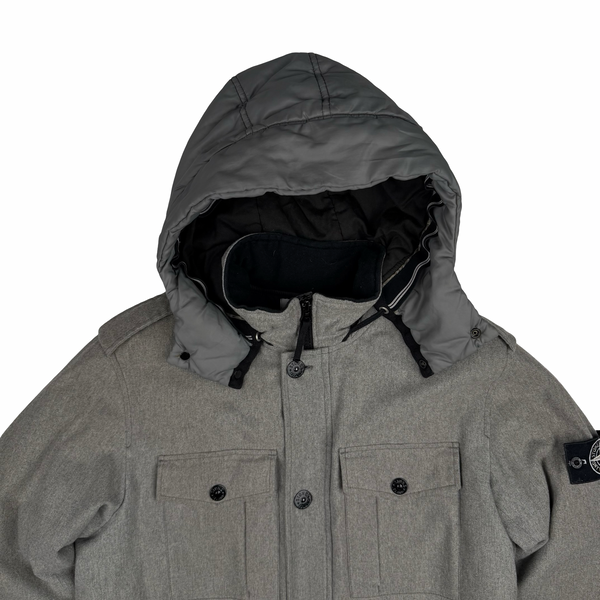 Stone Island 2014 Grey Ice Wool Blend Down Field Jacket - XL