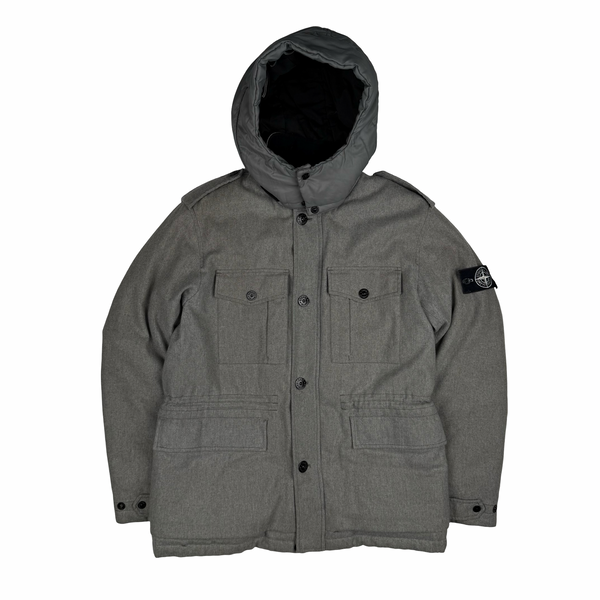 Stone Island 2014 Grey Ice Wool Blend Down Field Jacket - XL