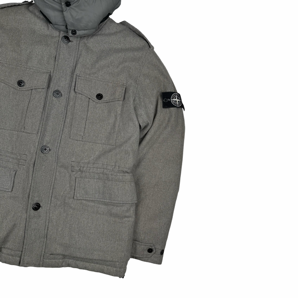 Stone Island 2014 Grey Ice Wool Blend Down Field Jacket - XL