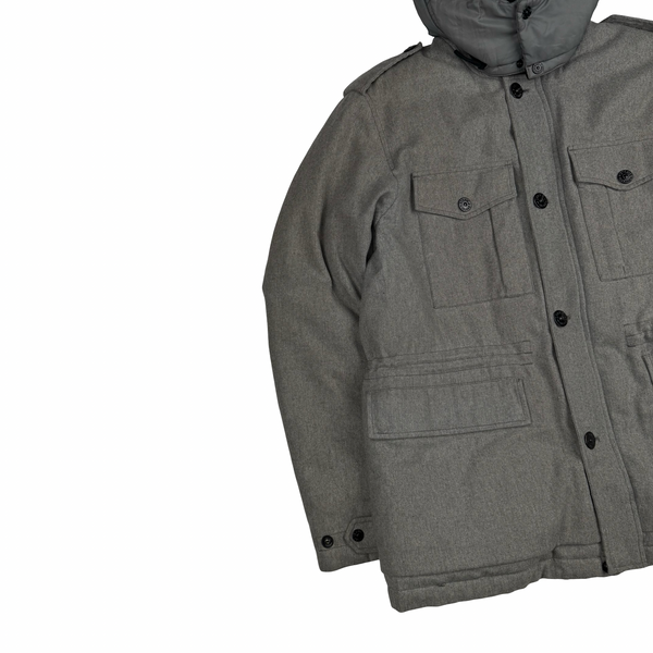 Stone Island 2014 Grey Ice Wool Blend Down Field Jacket - XL