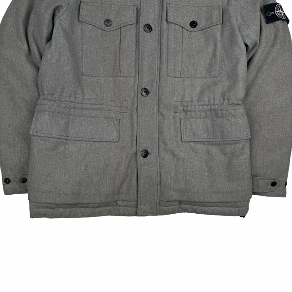 Stone Island 2014 Grey Ice Wool Blend Down Field Jacket - XL