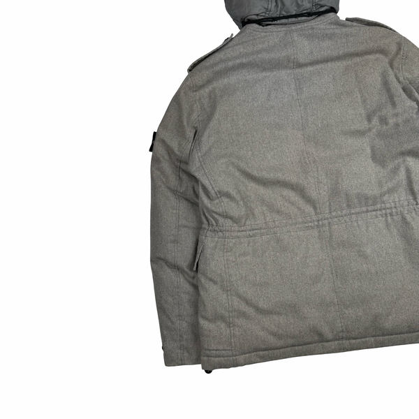 Stone Island 2014 Grey Ice Wool Blend Down Field Jacket - XL