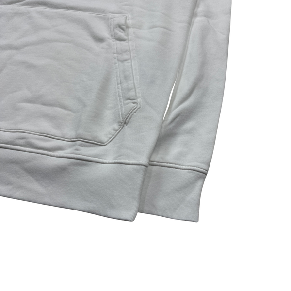 Stone Island 2023 White Cotton Pullover Hoodie - Large
