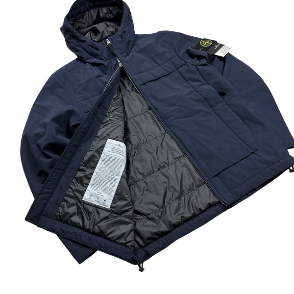 Stone Island Navy Soft Shell R E Dye Primaloft Insulation Jacket - Medium