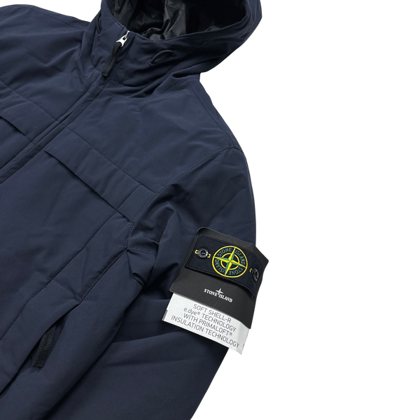 Stone Island Navy Soft Shell R E Dye Primaloft Insulation Jacket - Medium
