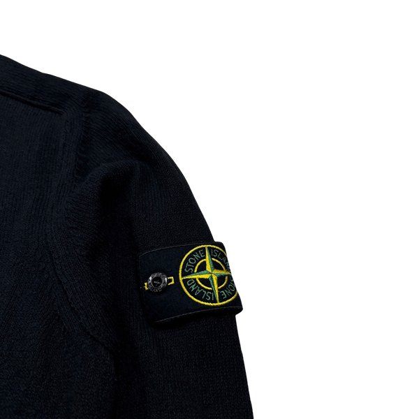 Stone Island 2023 Mock Neck Black Cotton Blend Pullover Jumper - Large