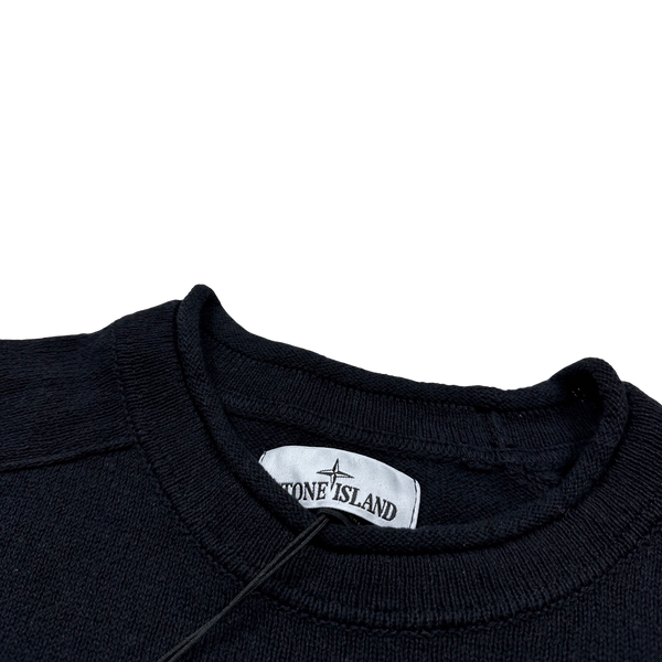 Stone Island 2023 Mock Neck Black Cotton Blend Pullover Jumper - Large