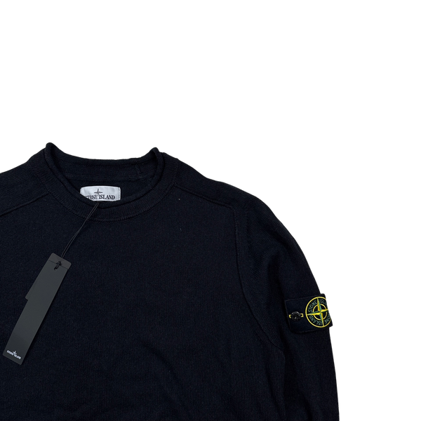 Stone Island 2023 Mock Neck Black Cotton Blend Pullover Jumper - Large