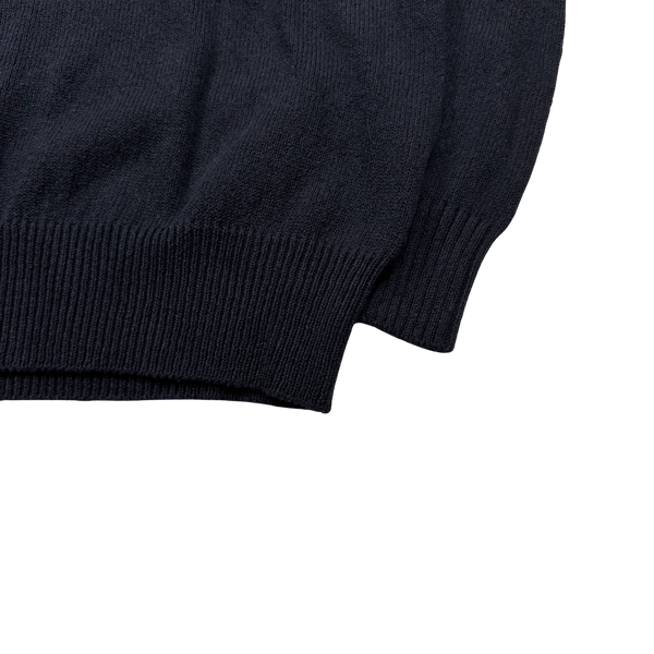 Stone Island 2023 Mock Neck Black Cotton Blend Pullover Jumper - Large